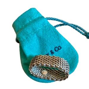 Tiffany & Co. Somerset Mesh Ring Size 8 Sterling Silver  w/Pouch